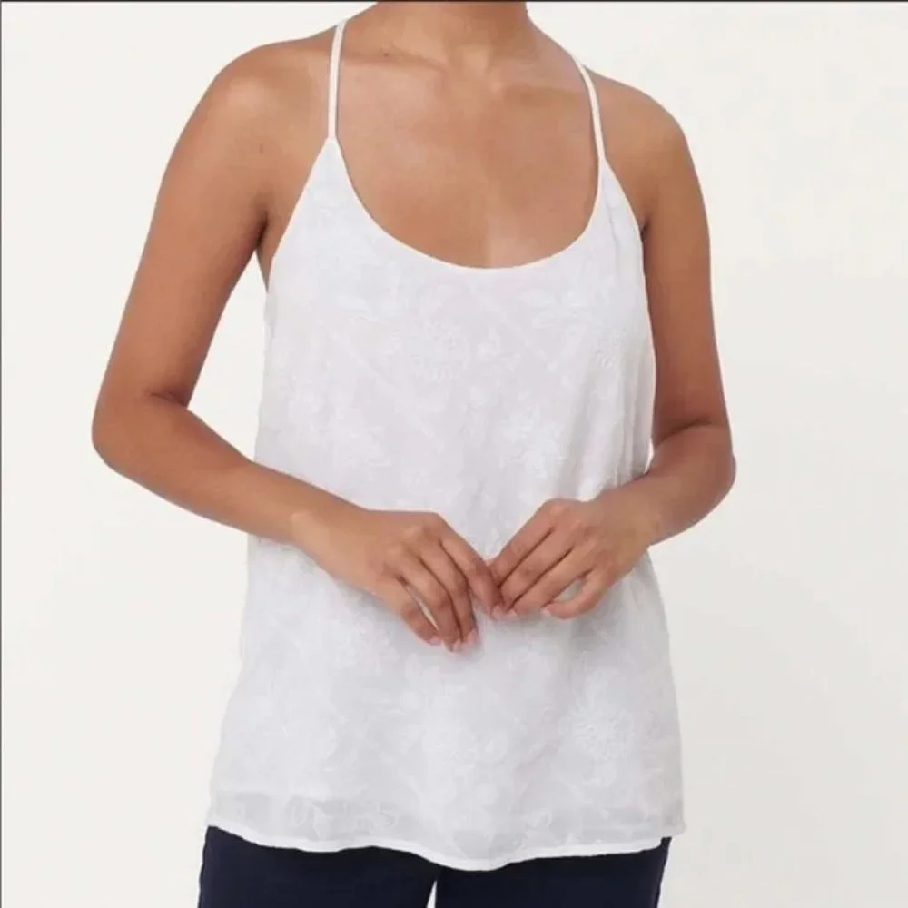 LOFT Embroidered White Tank Top Cami